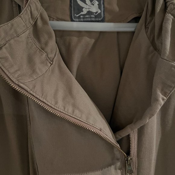 I. Spiewak and Sons Khaki Cotton jacket. Hooded, side zip jacket. - Picture 2 of 3